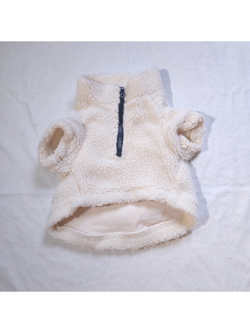 Cozy Cream Sherpa Fleece Pet Jacket with Half-Zip